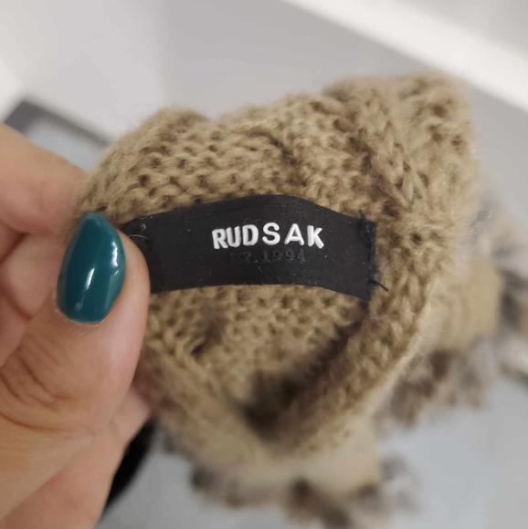 Rudsak scarf beige with rabbit fur one size - Picture 3 of 9